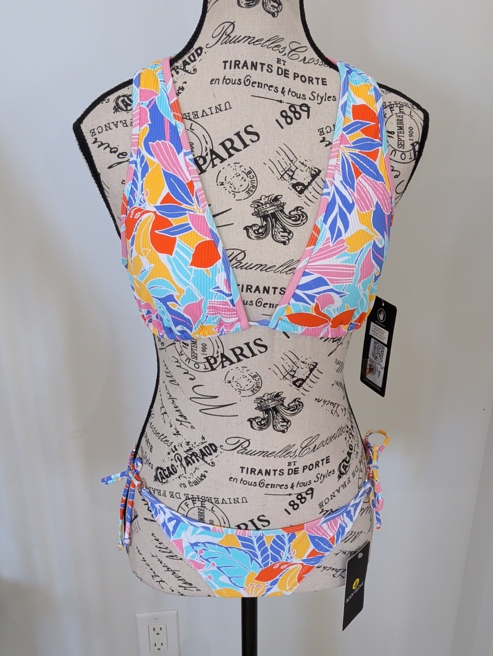 BODY GLOVE | Women's Multicolor Vibrant Floral Print Tie-Side Bikini